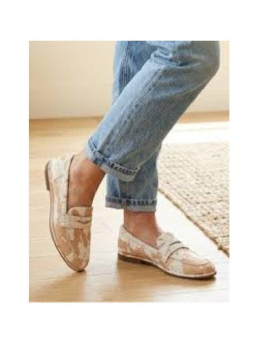 Sam Edelman Birch Penny Loafers In Ivory Brahma Calf Hair Cow Print